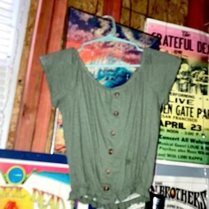 Green loose crop top